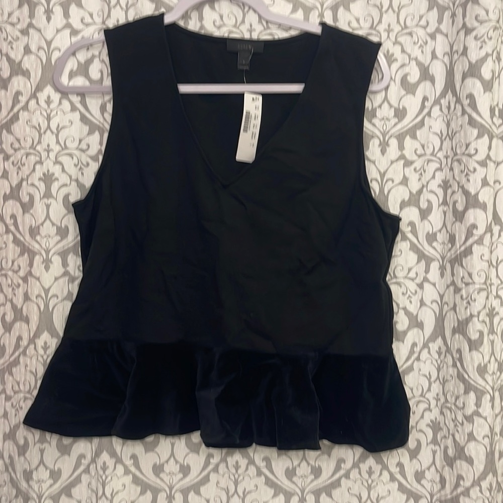 Women’s brand new J Crew black large dressy tank. Velvet
